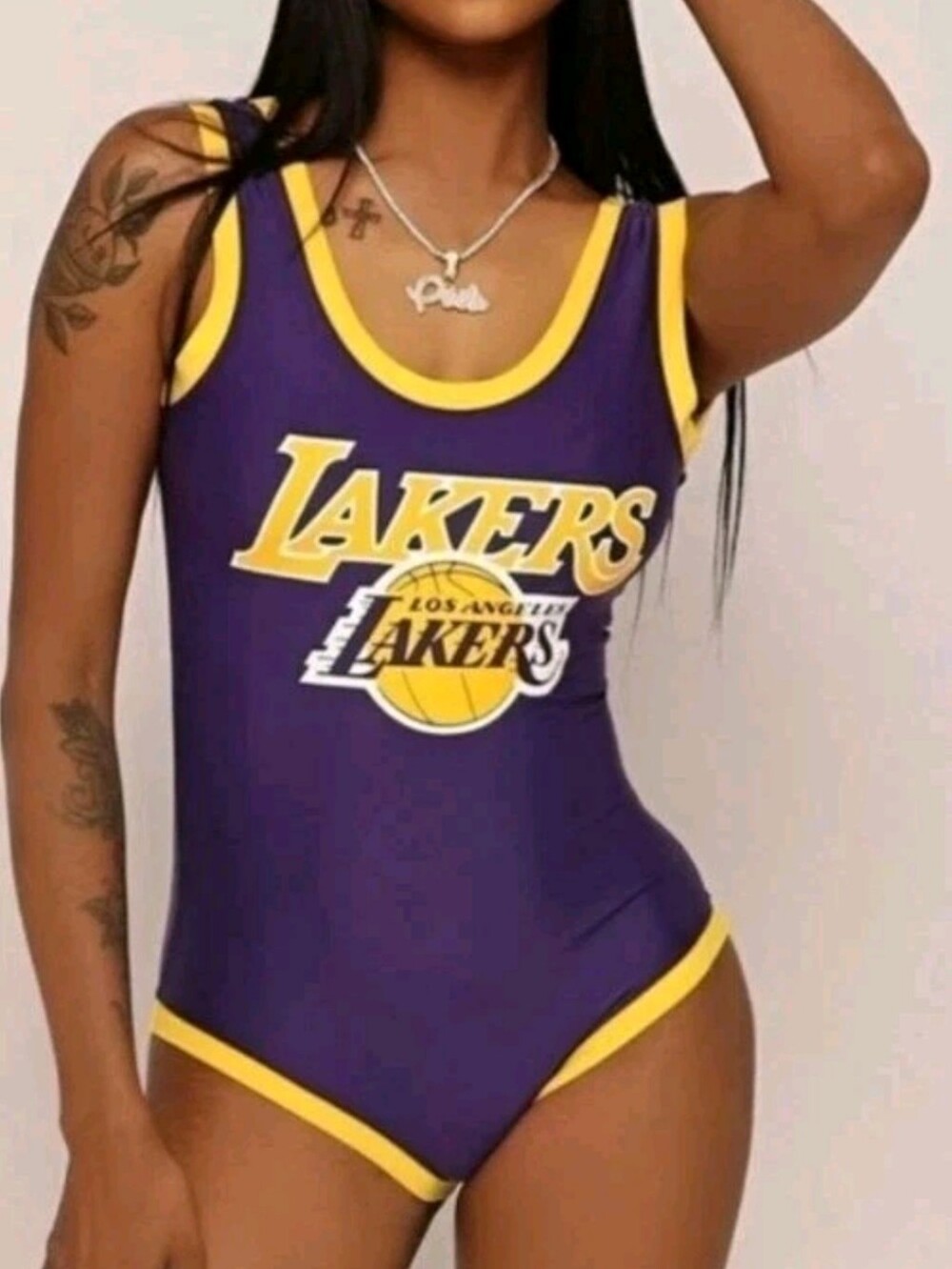 NBA Los Angeles Lakers Bodysuit Womens S Purple Gold Sleeveless Tank Top New